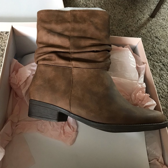 JustFab Shoes - Brand NIB JustFab Cognac Slouch Ankle Boots Sz 7.5
